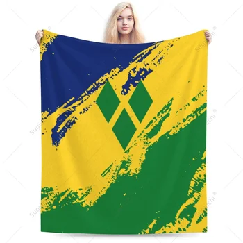 Фланелевое одеяло цвета Флага Сент-Винсента и Гренадин Многофункциональный чехол для кемпингового дивана Согревает